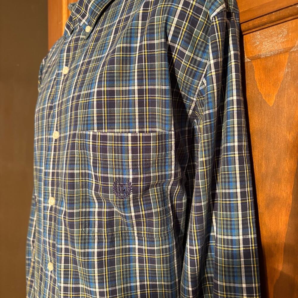 Chaps Shirt Men's 2XL Long Sleeve Button Down Stretch Easy Care Green Plaid - Picture 6 of 12